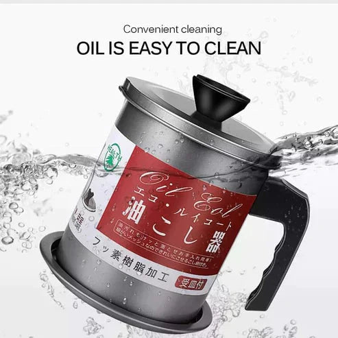 Stainless Steel Oil Storage and Filtration Pot With Lid 1.4L