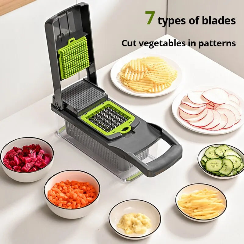 Multifunctional 15 in 1 Vegetable Slicer Cutter Shredders Slicer With Basket