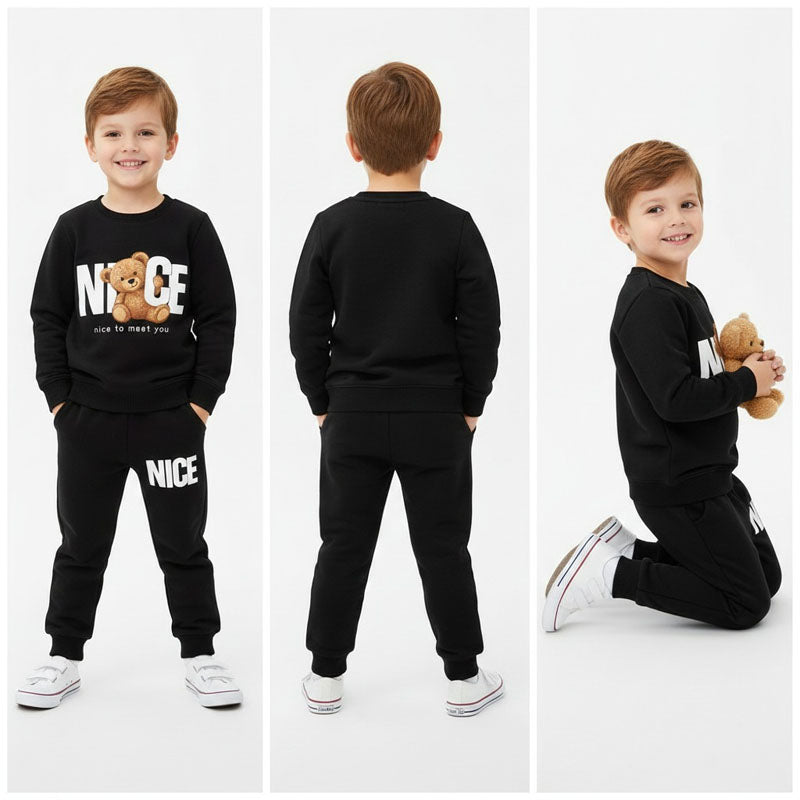 Teddy Bear Kids' Black Sweatshirt & Jogger Set