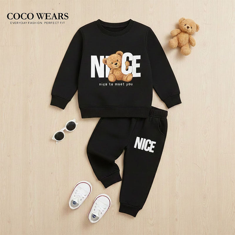 Teddy Bear Kids' Black Sweatshirt & Jogger Set
