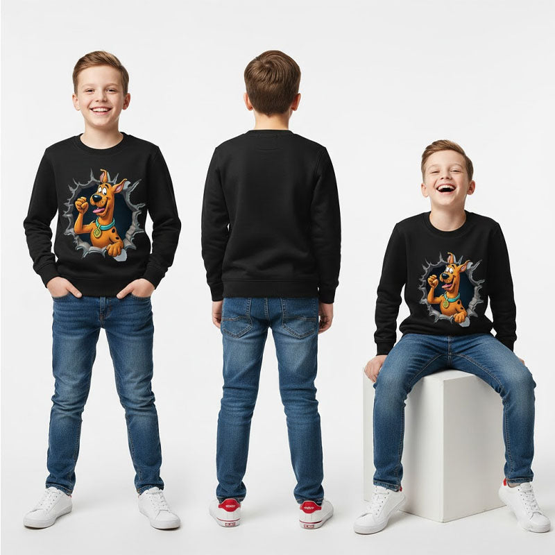 Scooby-Doo "Ripping Through" Graphic Black Pullover Sweatshirt