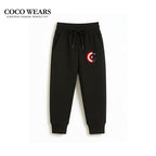 Captain America-Style Black Shield Graphic Sweatshirt and Jogger Set