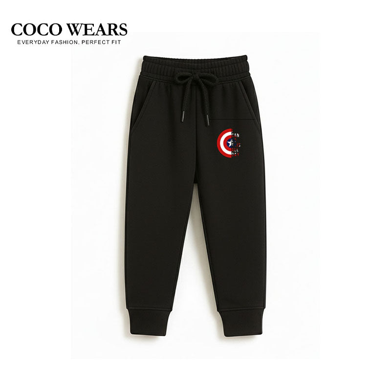 Captain America-Style Black Shield Graphic Sweatshirt and Jogger Set