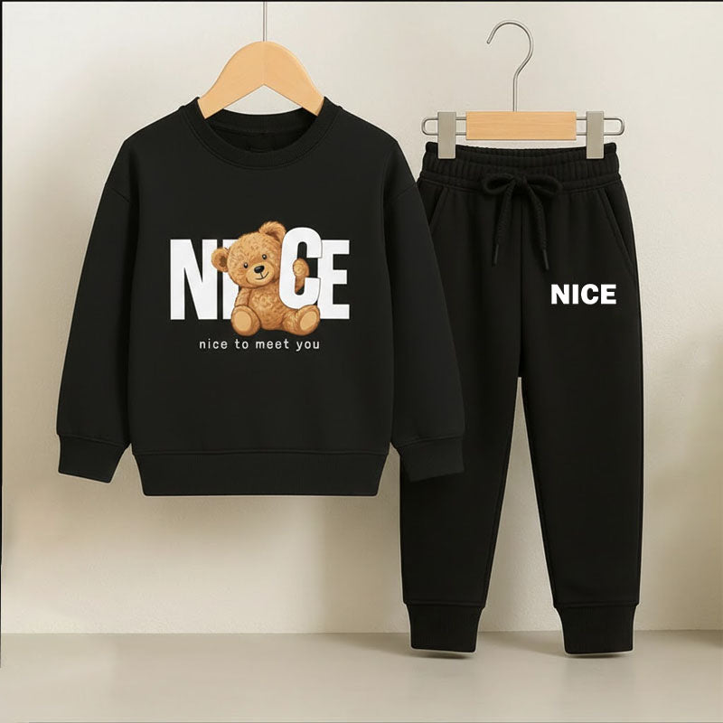 Teddy Bear Kids' Black Sweatshirt & Jogger Set