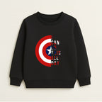 Captain America-Style Black Shield Graphic Sweatshirt and Jogger Set