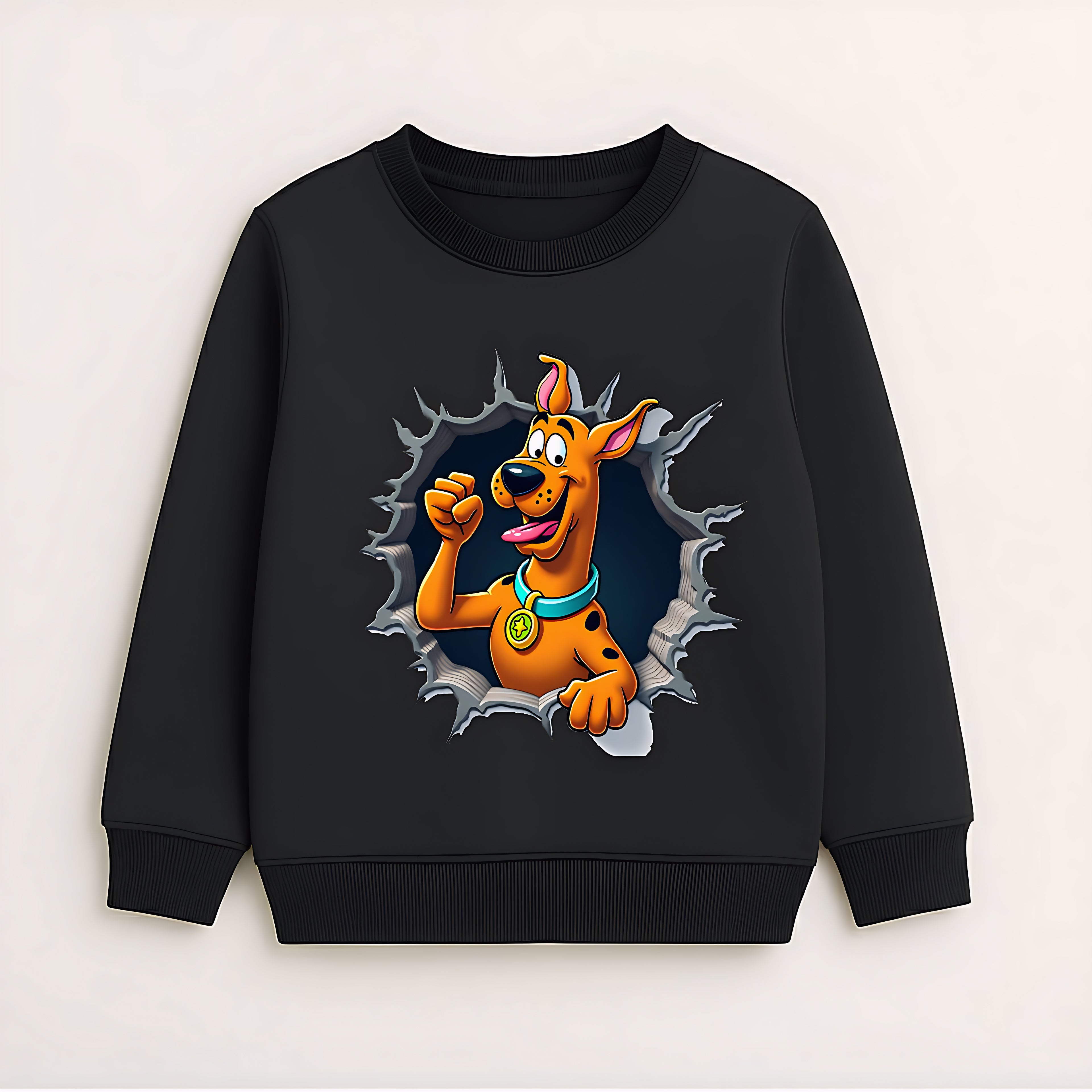 Scooby-Doo "Ripping Through" Graphic Black Pullover Sweatshirt