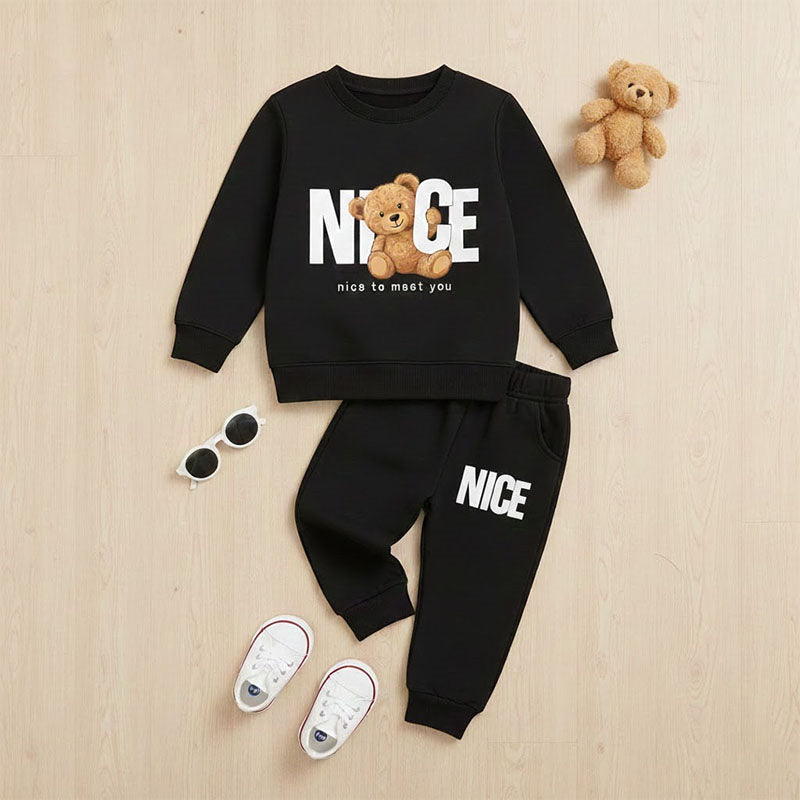 Teddy Bear Kids' Black Sweatshirt & Jogger Set