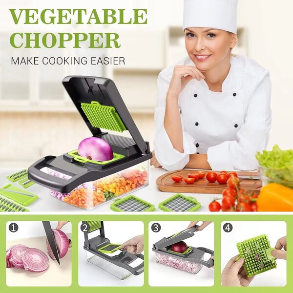 Multifunctional 15 in 1 Vegetable Slicer Cutter Shredders Slicer With Basket