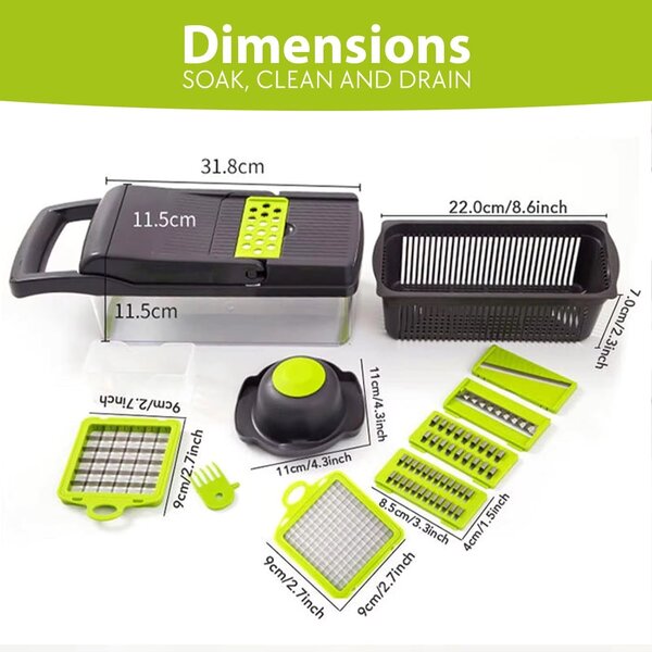 Multifunctional 15 in 1 Vegetable Slicer Cutter Shredders Slicer With Basket