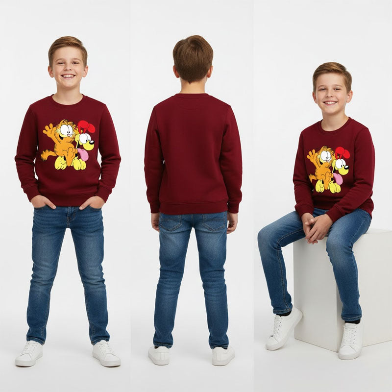 Garfield & Odie Best Buds Crewneck Sweatshirt - Kids' Maroon