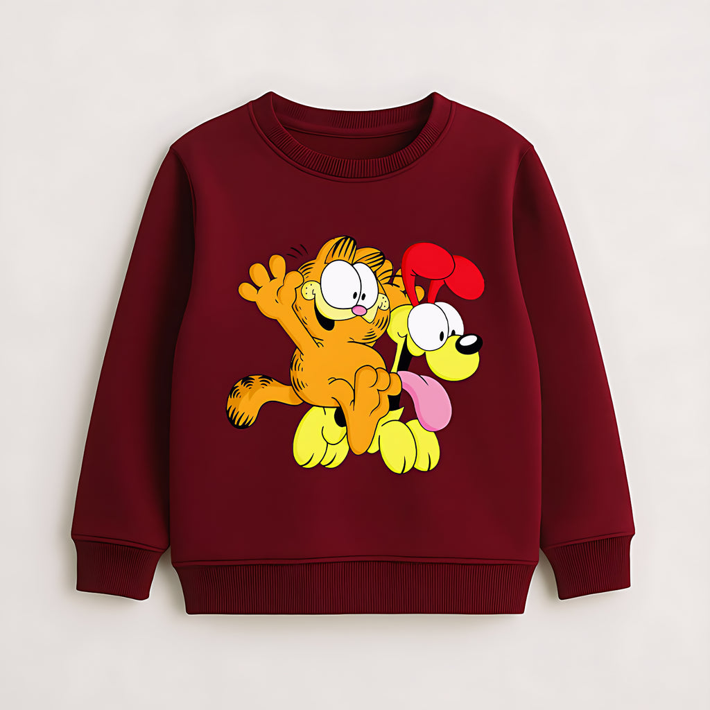 Garfield & Odie Best Buds Crewneck Sweatshirt - Kids' Maroon