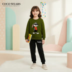 Kids' Olive Green Sweatshirt & Black Joggers Set
