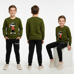 Kids' Olive Green Sweatshirt & Black Joggers Set