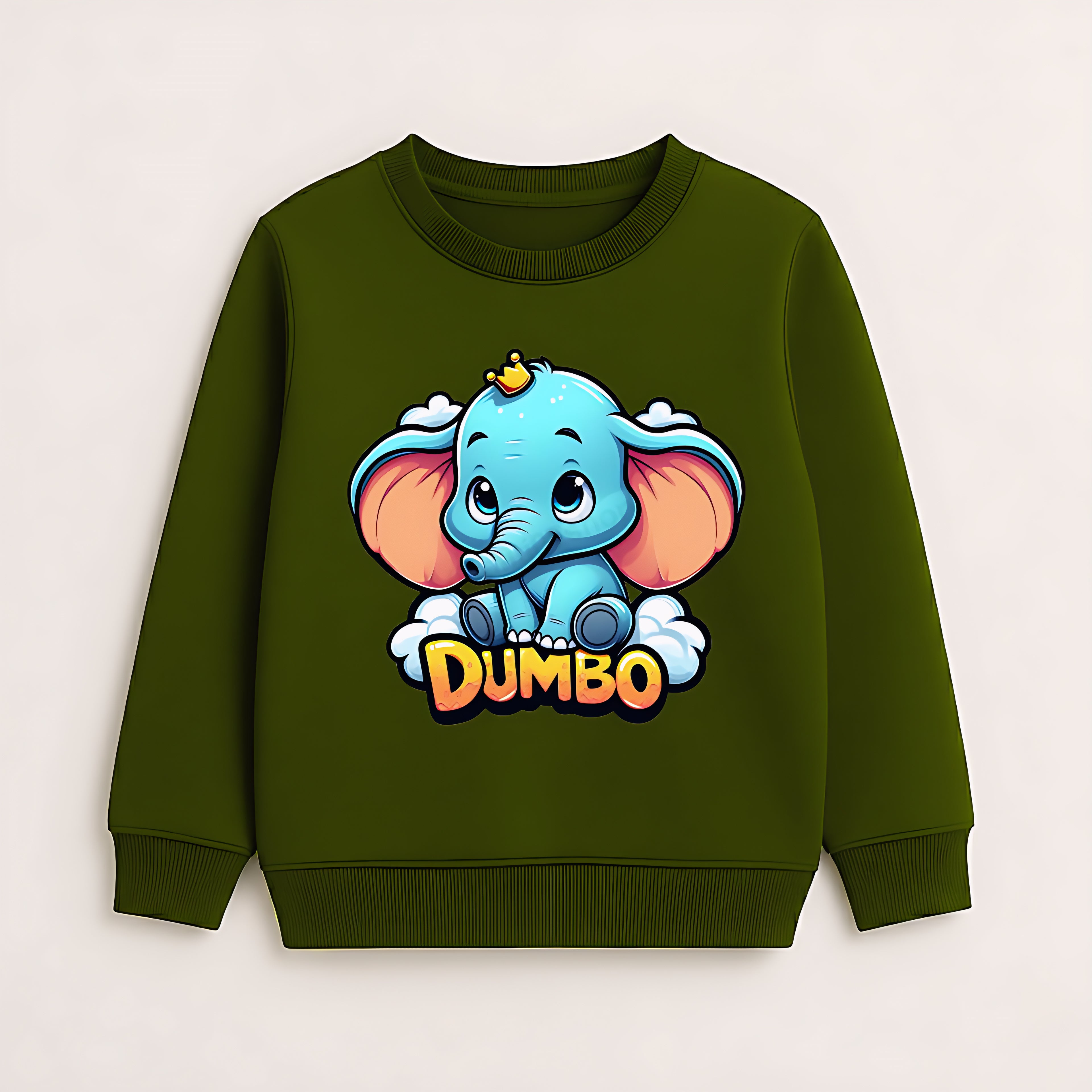Dumbo's Dream: Olive Green Kids' Character Sweatshirt