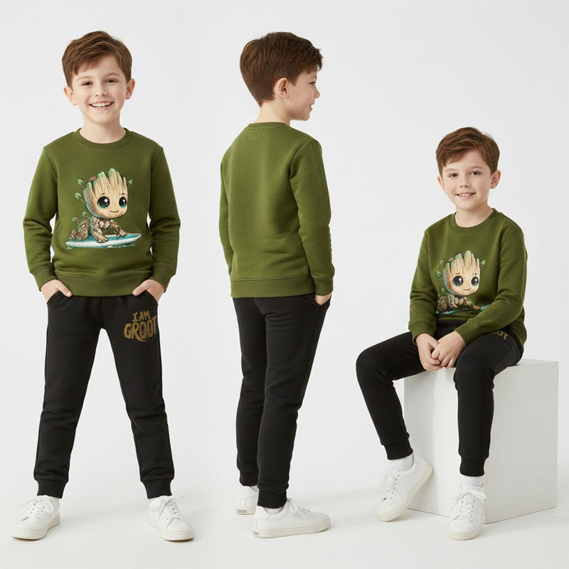 "I Am Groot" Kids' Olive Green Sweatshirt & Joggers Set