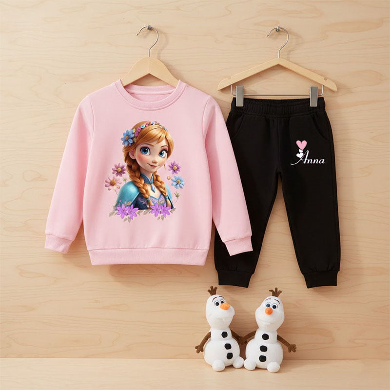 Princess Anna Floral Pink Sweatshirt for Girls