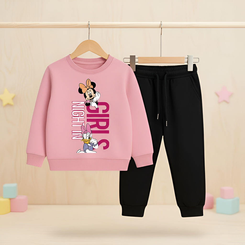 'Girls Night In' Pink Sweatshirt & Black Trouser