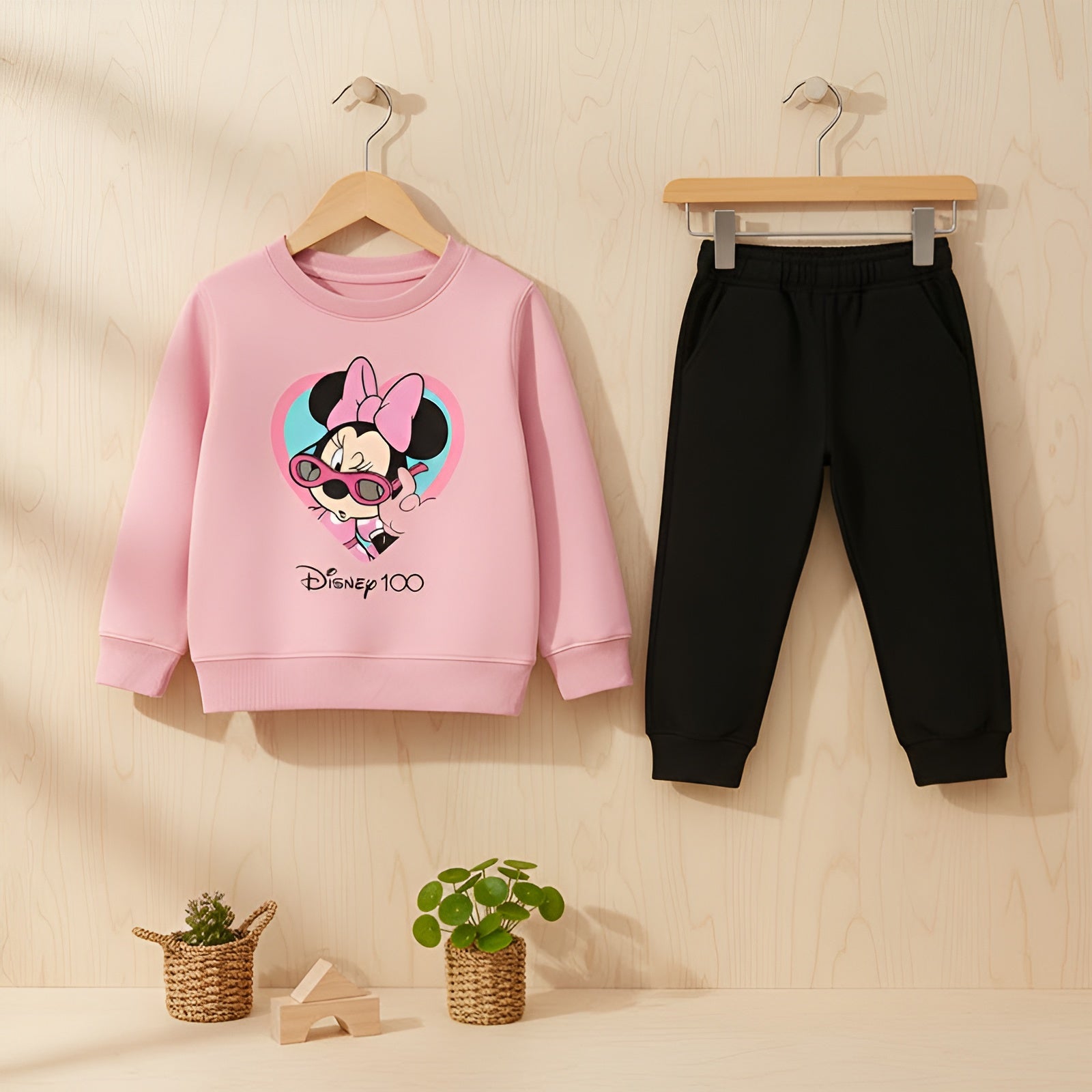 Disney Kids' Pink Minnie Sweatshirt and Joggers