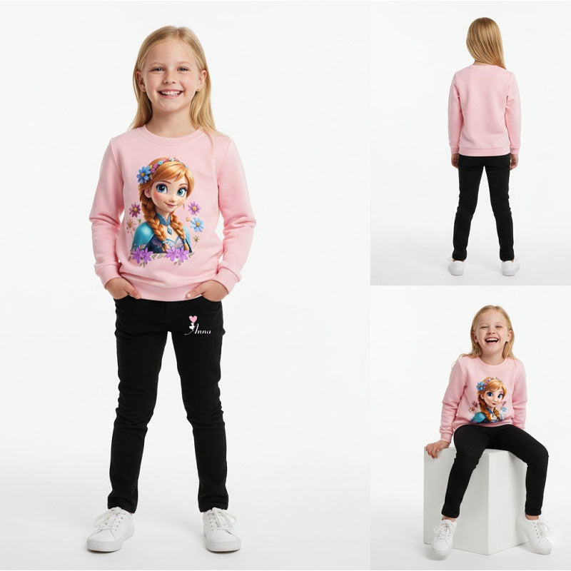 Princess Anna Floral Pink Sweatshirt for Girls