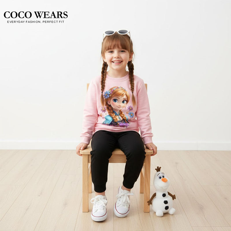 Princess Anna Floral Pink Sweatshirt for Girls