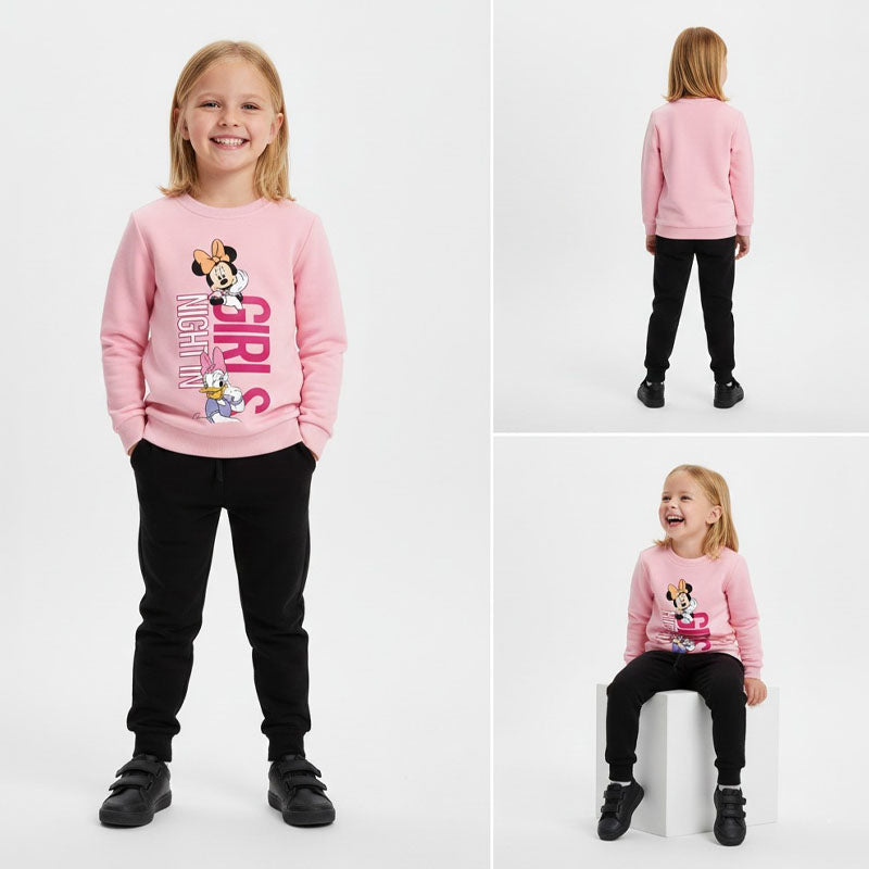 'Girls Night In' Pink Sweatshirt & Black Joggers Set