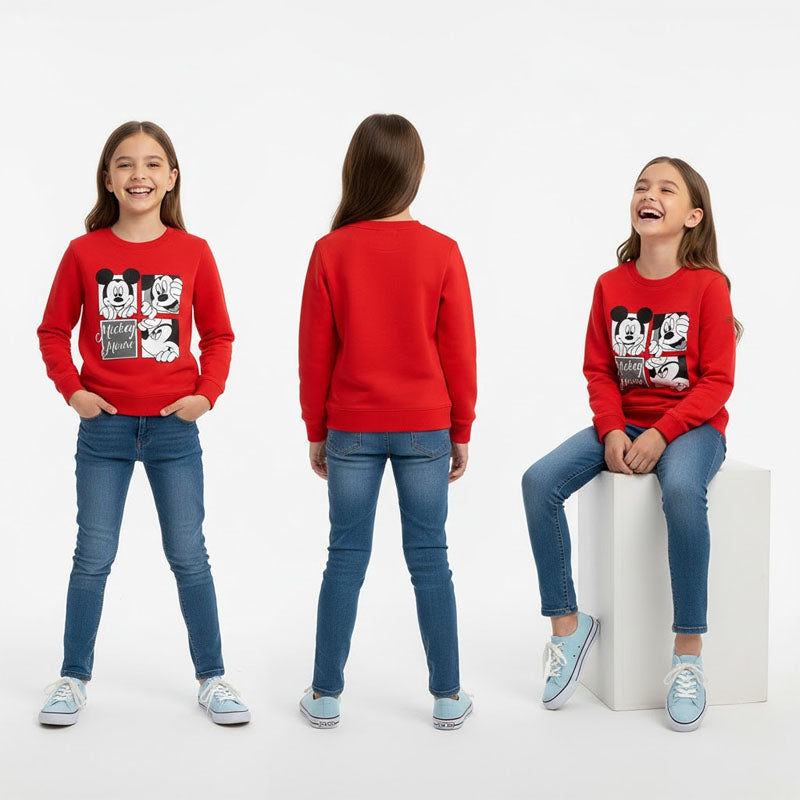 Disney Mickey Mouse Quad-Frame Red Crewneck Sweatshirt