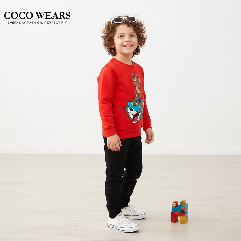 Cozy Fleece Tom & Jerry Crewneck & Trousers Kids' Loungewear Set