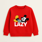 Cozy Red Mickey "Lazy" Sweatshirt & Black Trouser