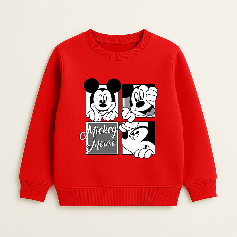 Disney Mickey Mouse Quad-Frame Red Crewneck Sweatshirt