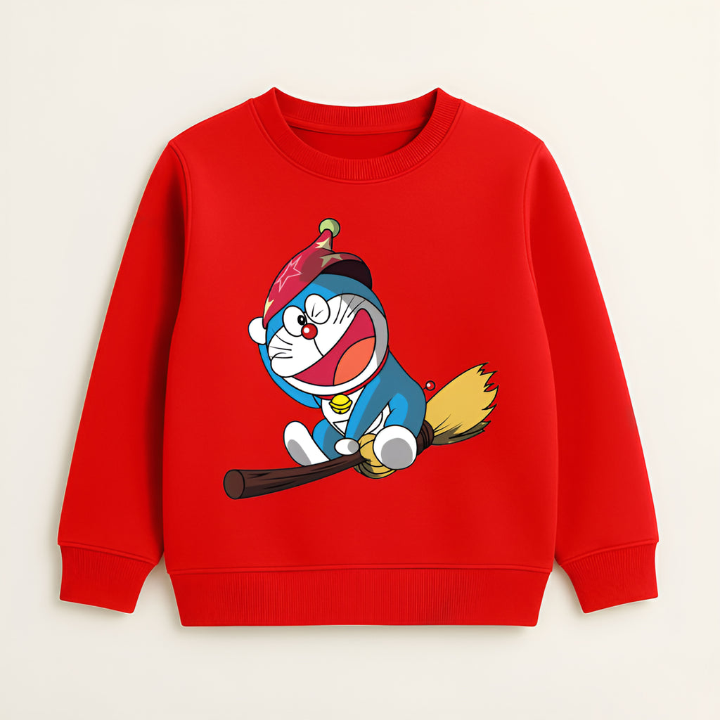 Santa-Rider Doraemon! Cozy Holiday Red Sweatshirt