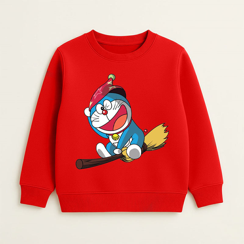 Santa-Rider Doraemon! Cozy Holiday Red Sweatshirt